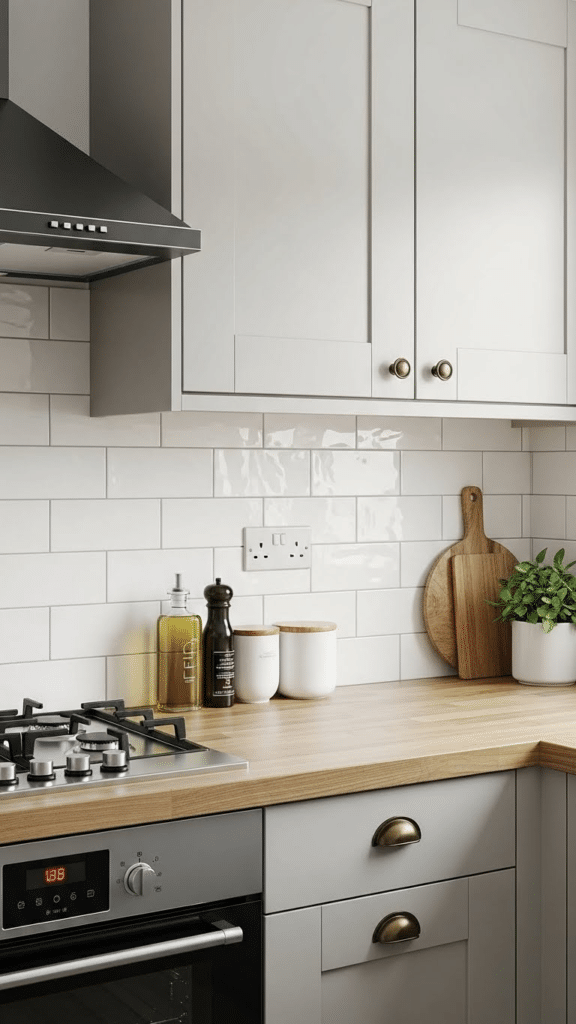 1. Soft White Splashback Tiles for a Clean, Timeless Look